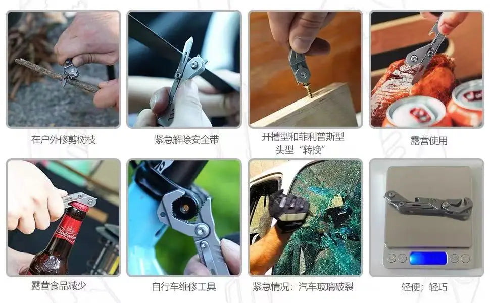 A collection of stainless steel tools and accessories used for various tasks like cutting, shaping, and modifying materials.