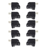 Six black universal motorcycle and scooter brake light switches shown in various angles