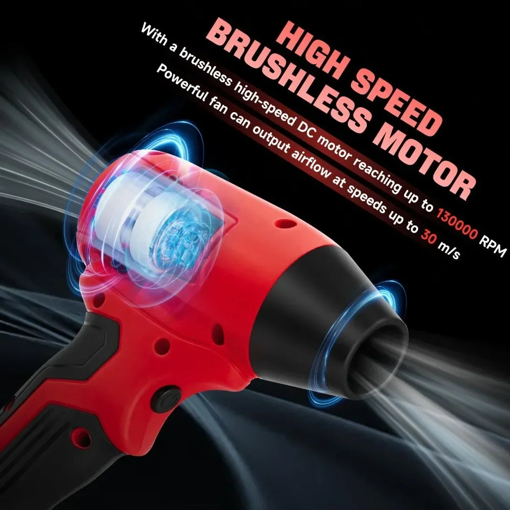 Rote Handfehlblower mit bürstenloser Hochgeschwindigkeits-DC-Motor für starken Luftstrom.