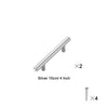 Two silver cabinet handles and four screws are shown.