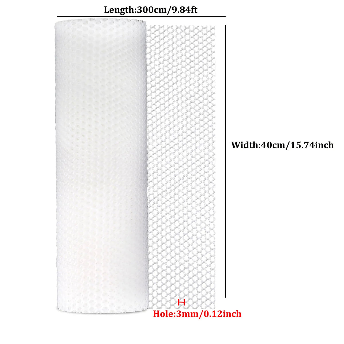Rolle weißes Kunststoffdrahtgitter mit 3mm Löchern, 300cm lang und 40cm breit.