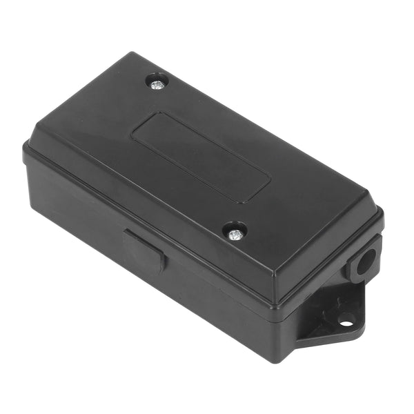 Black 7-way waterproof distribution block for power connectors.
