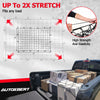 A diagram showing a grid pattern for a heavy-duty cargo bungee net that fits any load.