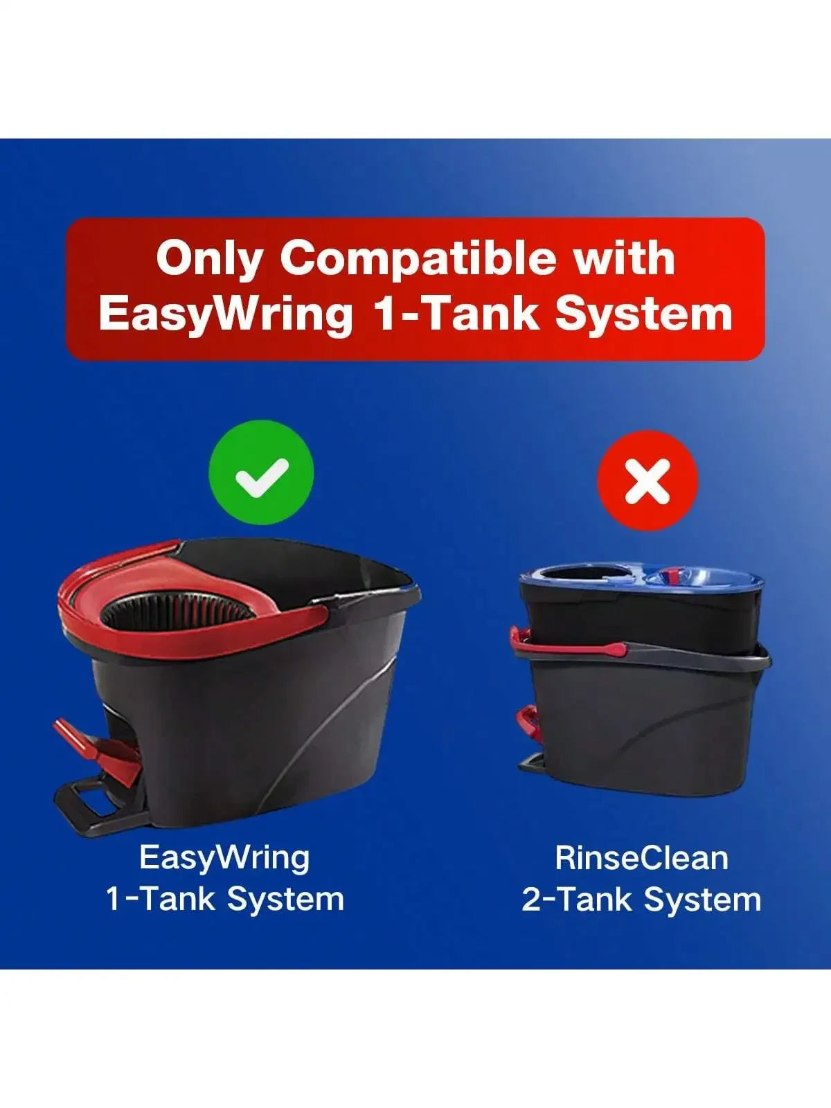 Replacement mop set for EasyWring 1-Tank System, showing compatibility with the system.