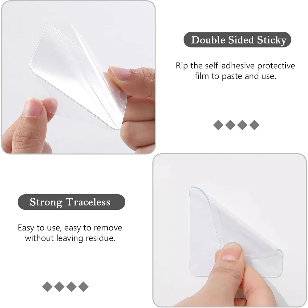 Close-up of a clear double-sided sticky film being ripped to paste and used on a surface.