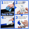 Step-by-step instructions showing how to use a painter's masking tape applicator tool.