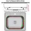 Diagram showing how to measure before ordering a sink protector grid for a sink bowl.