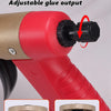 A red foam glue spray regulator with a flow control mechanism, showing both closed and open valve settings.
