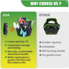 A black folding storage organizer basket with an aluminium handle is shown next to a green version.