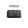 A black LiftMaster receiver kit with multiple buttons and a red indicator light.