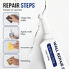 Diagram showing the repair steps for wall filler, including cleaning, applying, smoothing, and polishing.