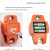 Orange digital hanging scale with a battery cover showing three AA batteries inside.