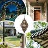 Moroccan solar powered outdoor lantern hanging on a porch