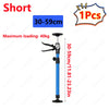A blue adjustable telescopic support rod with a black clamp and base, shown vertically.
