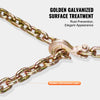 A close-up of a golden galvanized surface treatment chain link showing the golden galvanized layer.