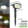 A black motion sensor outdoor wall and ground lamp with a white light, featuring a solar panel.