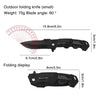 Black Sable outdoor folding knife with a 60 degree blade angle and various dimensions shown.