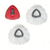 A replacement mop set for the EasyWring system showing a red plastic mop head and two white mop heads with black rings.