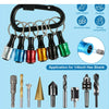 12-piece set of 1/4 inch hex shank screwdriver bit holders with carabiner and various bits