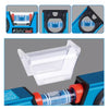 A precision bubble level ruler set showing various components and the assembled tool.