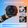 Hand holding an amaran Halo 100x compact LED light device.