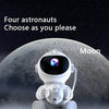 A white astronaut figure is displayed in front of a moon background with text inviting users to choose four astronauts.