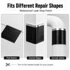 Black waterproof leak stop patches in flat, corner, and curved shapes for various repairs