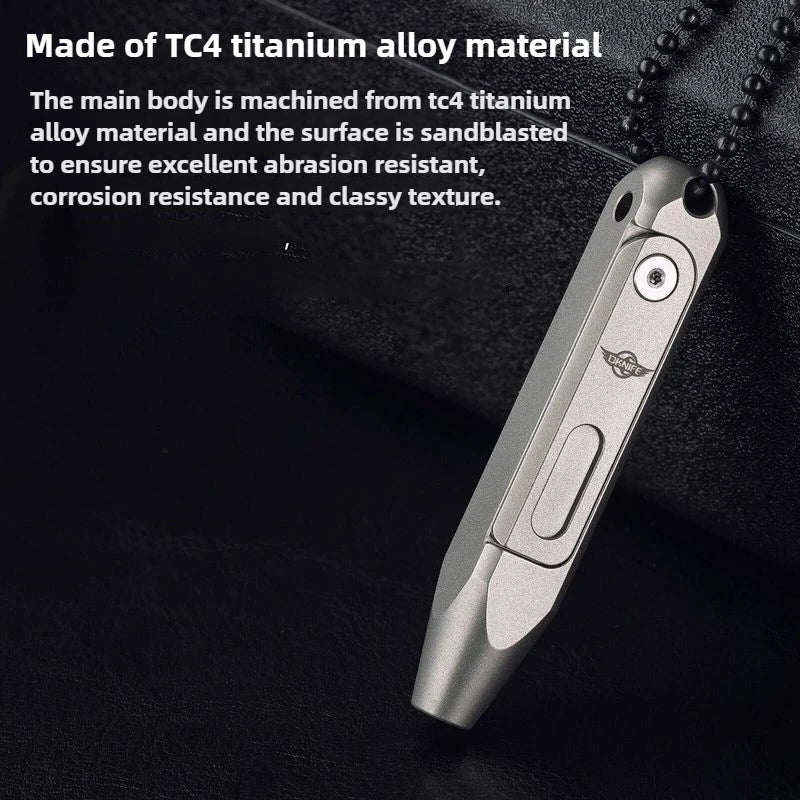 A close-up view of a silver titanium alloy screwdriver with a textured grip.