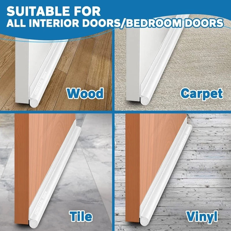 Stopador de corrientes de aire ajustable para puertas, sellado instalado en madera, alfombra, azulejo y vinilo.