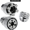 A close-up view of an adjustable universal socket wrench, showing the hexagonal opening and adjustable range feature.