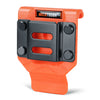 An orange heavy-duty drill belt clip and tool holder with a black grip and a MELOTOUGH label.