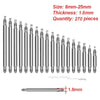 A set of 270 stainless steel watch repair pins and spring bars, 8mm-25mm size, 1.8mm thickness.