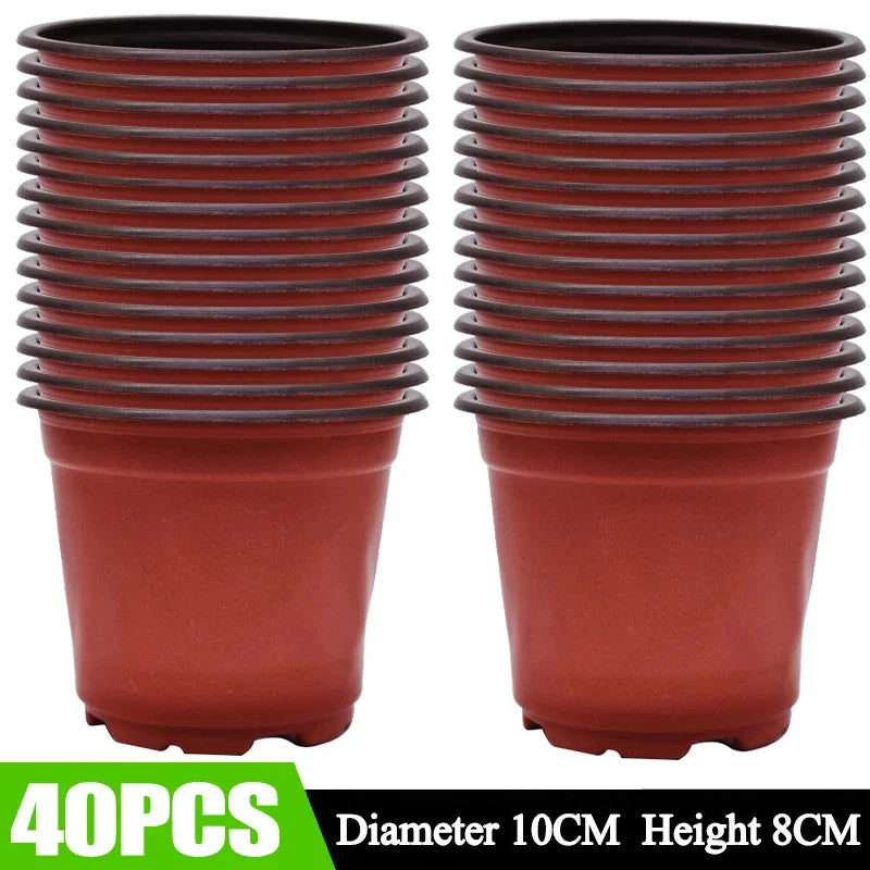 40 pieces of reddish-brown plastic nursery pots with a 10cm diameter and 8cm height
