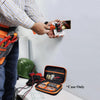A person is inserting a portable storage case containing electrical testing tools into a wall outlet.