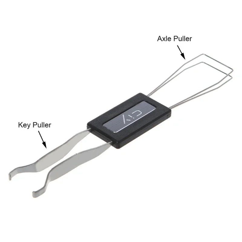 An axle puller and key puller tool used for mechanical keyboard switches.