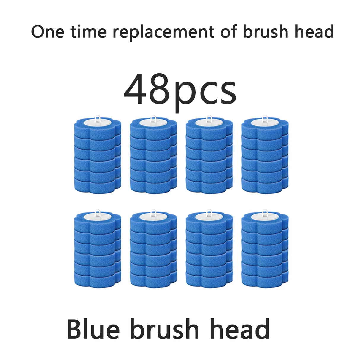 48 pieces of blue brush heads for a one-time replacement, sold as a dual-use wall and stand toilet brush set.