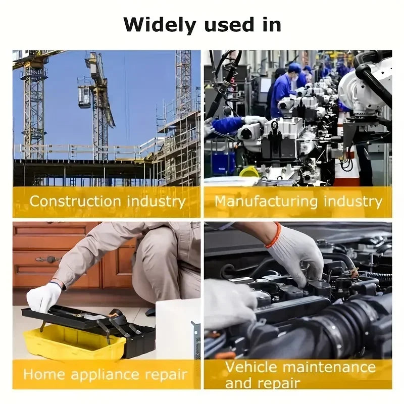 An image showing various applications of an impact socket set including construction, manufacturing, and vehicle maintenance.