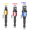 Set of 1/4, 3/8, and 1/2 inch impact grade socket adapters for power drills