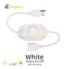 White USB to DC LED controller cable with a rotary on/off switch and dimming feature