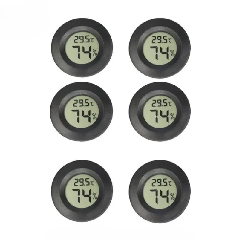 Three views of a digital indoor humidity and temperature meter displaying 29.5°C and 74% humidity.