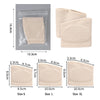 Three sizes of beige silicone forefoot cushion pads shown with dimensions for pain relief.