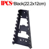 Black IPS-Black organizer rack with serrated edges and mounting slots