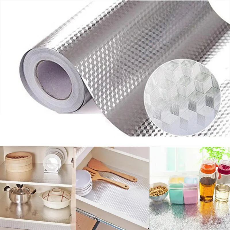 Roll of self-adhesive aluminum foil contact sheets used for kitchen and home decor