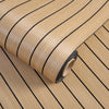 Roll of 3D self-adhesive wall decor grille wallpaper with horizontal wood grain pattern