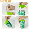 Hands demonstrate the easy use of a reusable drink can lid with a straw for opening cans.