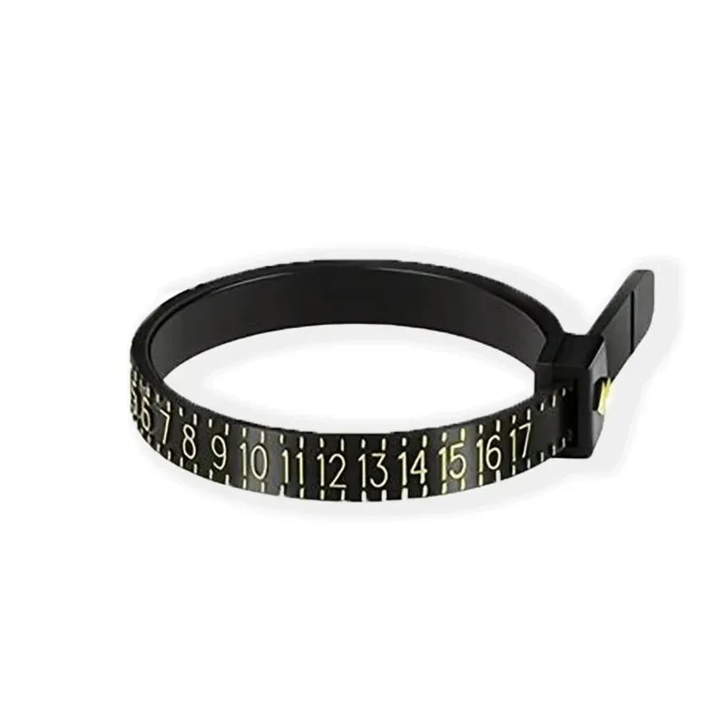 Black accurate finger ring sizer with numbered markings for all fingers