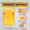 Yellow battery holder with three screw holes for mounting on a wall or belt