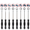A set of tools for motorcycle and chainsaw carburetor adjustment, including various precision instruments.