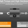 Diagram showing how a twisting part absorbs collision force to prevent damage to a screwdriver, comparing high-torque and ord