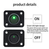 Two square black switch panels showing a green LED light for ON and an off state.